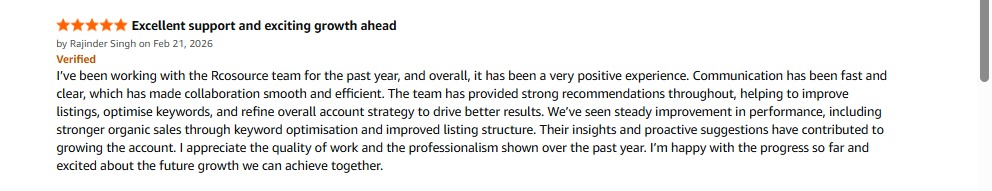 Client Review Amazon account Management Services